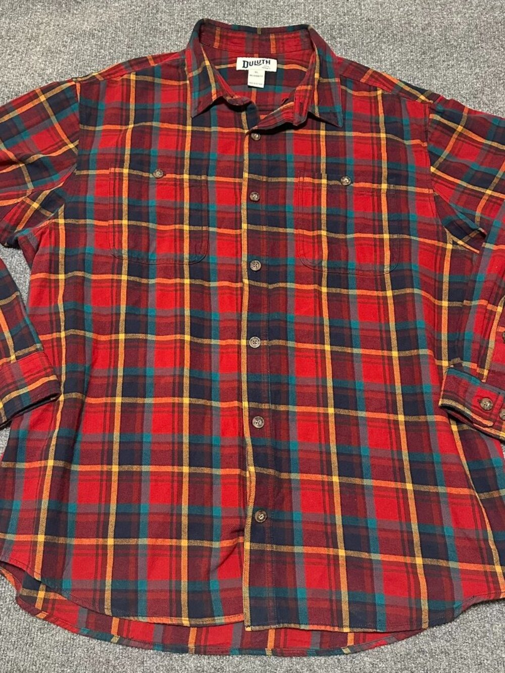 Duluth‎ Trading Co Shirt Men's XL Plaid Flannel Long Sleeve Button Down Relaxed